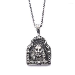 Pendant Necklaces Men's Titanium Steel Catholic Religious JewelryPendant