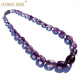 Chokers Original Hand-made 100% Natural Amethysts Necklace Tower Design Purple Crystal For Women Girls Gift Length 50cmChokers Godl22