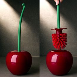 Toilet Brush & Holder Set Red brush toilet holder bathroom accessories Creative Lovely Cherry Shape Lavatory 220511