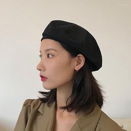 Berets Classic Japanese Flat Top Hat Summer Thin Black Octagonal Women's Hats Fashion British Retro Painter Cap GorrasBerets Wend22