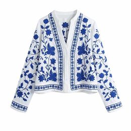 Women Embroidery Shirt Chinese style Long Sleeves Fashion Casual Vintage Chic Lady Woman Shirt Button Up Tops 210709