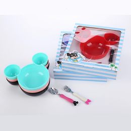 Dinnerware Sets Lovely Children Lunch Tray Dishes Kids Infants Feeding Baby Bowl Training Fork Tableware Cutlery Set DishesDinnerware Dinner