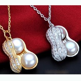 Pendant Necklaces MeiBaPJ Yellow Peanut Pearl Necklace Natural With Elegant For Women JewelryPendant