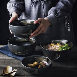 RHE Japanese ceramic rice bowl Ramen bowl salad Noodle soup bowl Restaurant kitchen tableware Home Decoration 220408