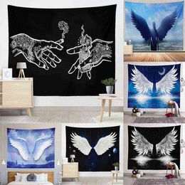 Beautiful Wings Carpet Wall Mounted Green Tapestry Eye Protection Carpet Home Decoration Mural J220804