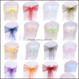 Sashes Chair Ers Home Textiles Garden Ll Organza Sash Bow For Er Banquet Wedding Party Event Chrismas Deco Dh4Zi