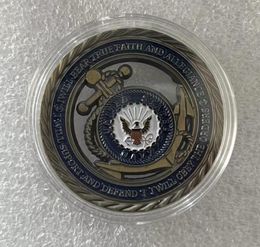 5pcs/lot U.S. Navy Emblem Core Values Antique Copper Hollow Coin gift Medal of Courage Commitment Coins.cx
