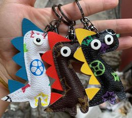 Dinosaur Designer Key chains PU Leather Flower Animal Bag Charms Keyring Pendants Cute Fashion Gift Car Key Ring Holder Jewellery Keychain for Men Women