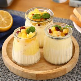 Storage Bottles & Jars Pudding Mousse Glass Drinking Jar Bottle With Lid Food Container For Juicing Yoghourt Milk Homemade Beverages BottleSto