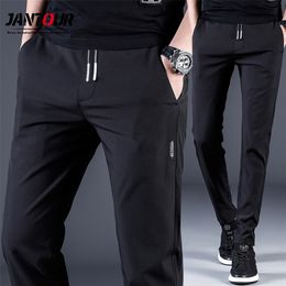 Jantour Brand Spring Summer Men's Casual Pants Men Thin Pant Slim Fit Work Elastic Waist Jogging Trousers Male Plus Size 38 220323