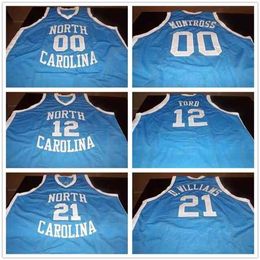 Nikivip MeNorth Carolina Tar Heels College 00 Eric Montross 12 Phil Ford 21 Donald Williams Retro Basketball Jersey Men's Stitched Custom Number Nam