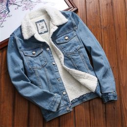 Hot Sales Women Denim Jacket With Fur Women Autumn Winter Denim Jacket Warm Upset Jacket Vintage Long Sleeve Loose Jeans Coat T200111