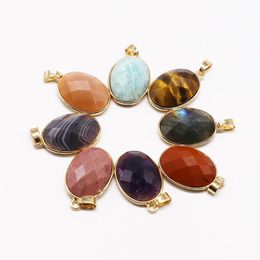 Pendant Necklaces Natural Stone Exquisite Section Crystal Amethyst Amazonite Pendants Charms Necklace For Women Men Jewellery Making Wholesale