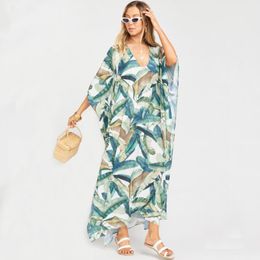 Women's Swimwear Quick-drying Bohemian Women Summer Beach Dress Swim Wear Cover Up Tunic Sexy Deep Kaftan Bikini Cover-ups Pareo Q930Women's