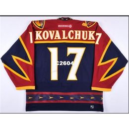 Chen37 Real Men real Full embroidery #17 Ilya Kovalchuk 02-03 Atlanta Thrashers Game-Worn Team Russia Jersey or custom any name or number Jersey