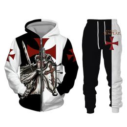 Men's Tracksuits Autumn And Winter 3D The Chivalry Print Zipper Hoodies Pants Sets Cool Hooded Coat Casual Men's Clothing Suit Man Track