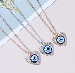 Women Trendy Devils Pendant Heart Diamond Eyes Necklace Evil Eye Charm Jewelry