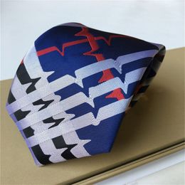 Luxury High Quality Designer Men's Letter 100% Tie Silk Necktie black blue Aldult Jacquard Party Wedding Business Woven Fashion Design Hawaii Neck Ties box 145