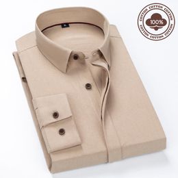 Men's Casual Shirts Style Pure Cotton Mens Long Sleeves High Quality Business Soft Dress Social Regular Fit Male Shirt