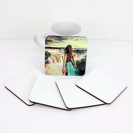 Sublimation Blank Coasters DIY Customized MDF Square Circle Hardboard Coaster Insulation Sublimation Cup Pad Slip 10x10cm FY3758 C0622x2