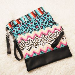 DHL50pcs Cosmetic Bags Women PU Waves Leopard Stripes Prints Patchwork Long Storage Bag Mix Color