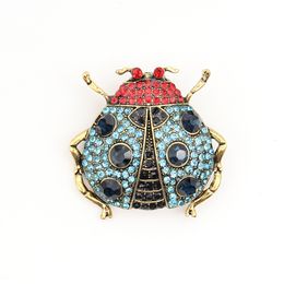 10 Pcs/Lot Custom Cute Rhinestone Animal Brooch Fashion Custom Crystal Ladybug Pin For Women Decoration Gift