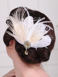 Hair Clips & Barrettes Vintage Party Feathers Hats Cocktail Wedding Hairpieces Banquet Rhinestone Hairclips For Bride Women Headwear VeilsHa