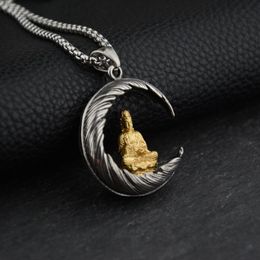 Pendant Necklaces Guanyin Simple Fashion Stainless Steel Necklace Feather For Men And Women UnisexPendant