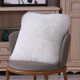 Cushion/Decorative Pillow Plush Cushion White Wool-like Cover Back Sofa Washable Pillowcase Manufacturer