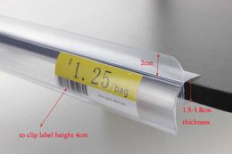 90cm PVC clear glass wood shelf clip data strip snap shelf price talker label holder strip