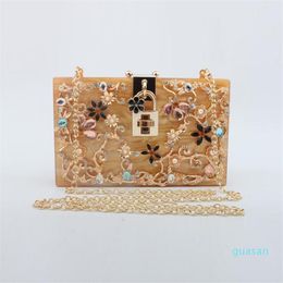 women bag high quality acrylic alloy carved handbag sweet little fresh candy-colored diamond chain bags elegant