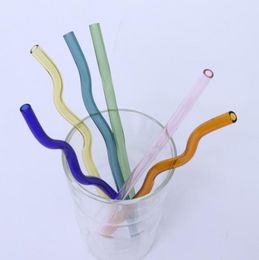 8*200mm Reusable Eco Borosilicate Glass Drinking Straws High temperature resistance Clear Coloured Bent Straight Milk Cocktail Straw sxmy6