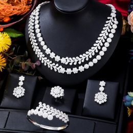 Earrings & Necklace Noble Super Luxury Gorgeous African 4pcs Bridal Zircon CZ Jewellery Sets For Women Wedding Dubai Nigeria Party JewelryEarr