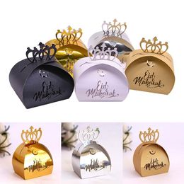 Gift Wrap Islamic Laser Cut Candy Box Gold Eid Mubarak Paper Muslim Ramadan Decoration Hollow Out CrownGift