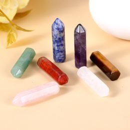 Natural Stone 32mm hexagonal prism ornaments Reiki Healing Chakra Quartz Mineral Crystal Tumbled Gemstone Hand Piece Home Decoration Jewelry Making