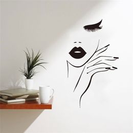 Spa Nail Manicure Hair Salon Wall Sticker Fashion Woman Eyelash Studio Wall Decal Vinyl Home Window Decor Removable 220727