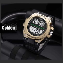 Digital Watch Sports Big Screen Luminous 30M Waterproof Wristwatch LED Display for Men Stainless Steel Buckle