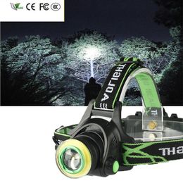 New XM-L T6 LED Sensor Headlamp COB Micro USB Charging Head Flashlight Zoom 18650 Battery Type Micro USB Portable Camping Light Bulb