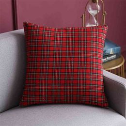 Classic Plaid Design Cushion Cover Christmas Pillow Cover For Sofa Seat pillowcase christmas Home Cushion Cover 45x45cm JSD06 210401