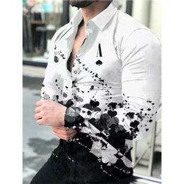 Fashion Men Shirts Spring Autumn Long Sleeve Tops Turn-down Collar Buttoned Vintage Shirt For Mens Casual Printed Streetwear 220322