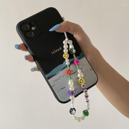Keychains Colourful Small Mushroom Beaded Mobile Phone Chain Daisy Multi- Bag Hanging RopeKeychains KeychainsKeychains Forb22