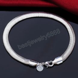 925 Sterling Silver 6mm Side Snake Chain Bracelet For Women Men Wedding Engagement Party Fashion Jewellery