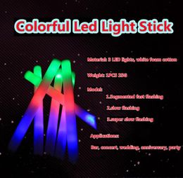 Party Decoration 10/20/30PCS Glow Sticks For Wedding Birthday Colourful 3 Flash LED Light Foam Sponge Stick Supply With BatteriesParty