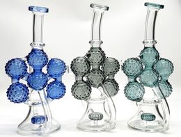 Hookahs With Bowl 6 Ball Unique Style Showerhead Perc Recycler Heady Glass 9 Inch 14.5mm Female Joint 4mm Thick In Stock XL-2241