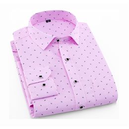 Men's Long Sleeve Print Plaid Shirt Spring Summer Slim Fit Dress Shirts Brand Male Clothing M-5XL 220401
