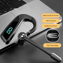 V16 TWS Wireless Earphone Voice Answer Digital Display Ear Hook Touch Control Bluetooth-compatible 5.2 Earbud for Business