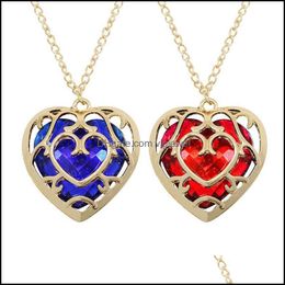 Pendant Necklaces Pendants Jewelry New The Legend Of Heart Shaped Crystal Necklace Hollow Ruby Sapphire Love Long Gold Chain For Women Men