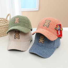 Schöne Baby Hut Stickerei Bär für Kinder Junge Mädchen Baseball Kappe Outdoor Casual Frühling Herbst Kinder Sonnenblende Hüte