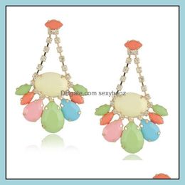 Dangle Chandelier Earrings Jewelry Temperament Womens Accessories Water Drops Flower Diamond Big Pastoral Style Drop Delivery 2021 Cr4Th