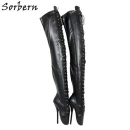 Sorbern 7 Inch Ballet Heels Crotch Thigh High Boots For Women Stilettos Custom Alternative Footwear Custom Sexy Fetish Boots